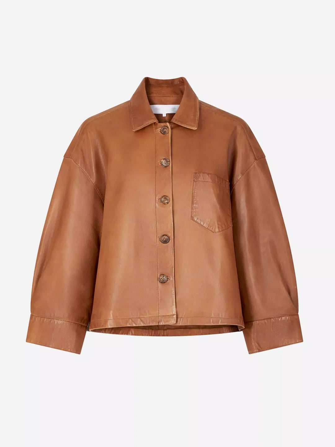 Minimalist Boxy Leather Short Jacket