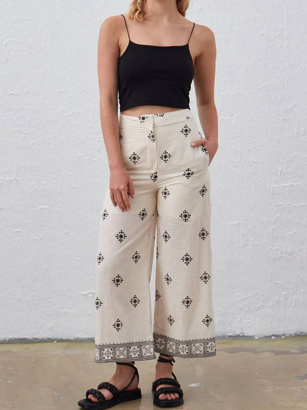 Flora Linen Blend Trousers