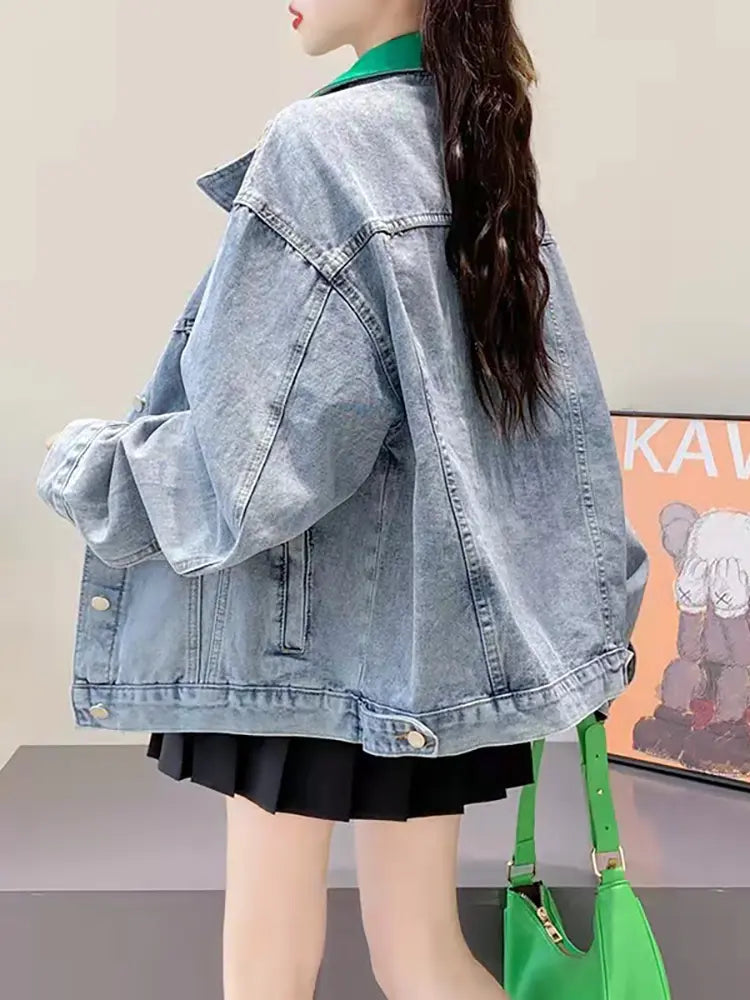 Contrast Collar Denim Jacket