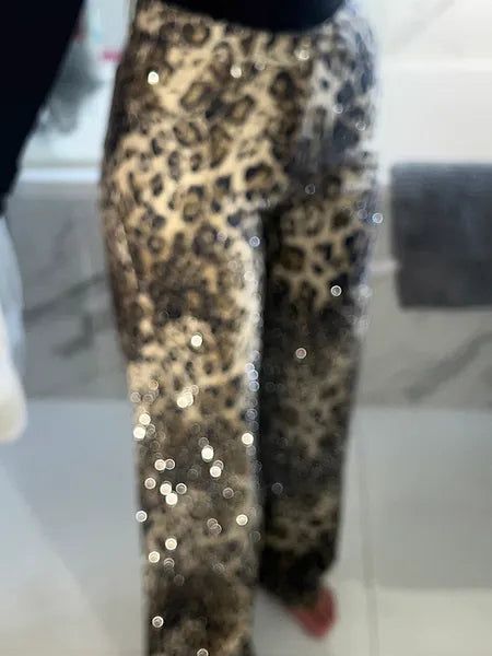 Leopard Diamanté Flared Jeans