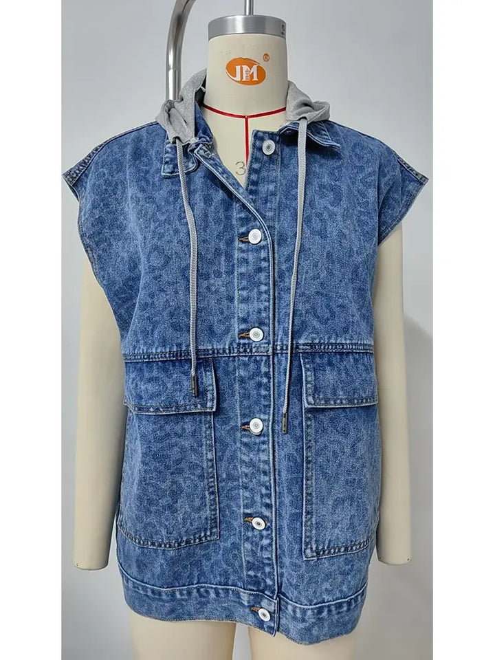 Trendy Sleeveless Denim Vest