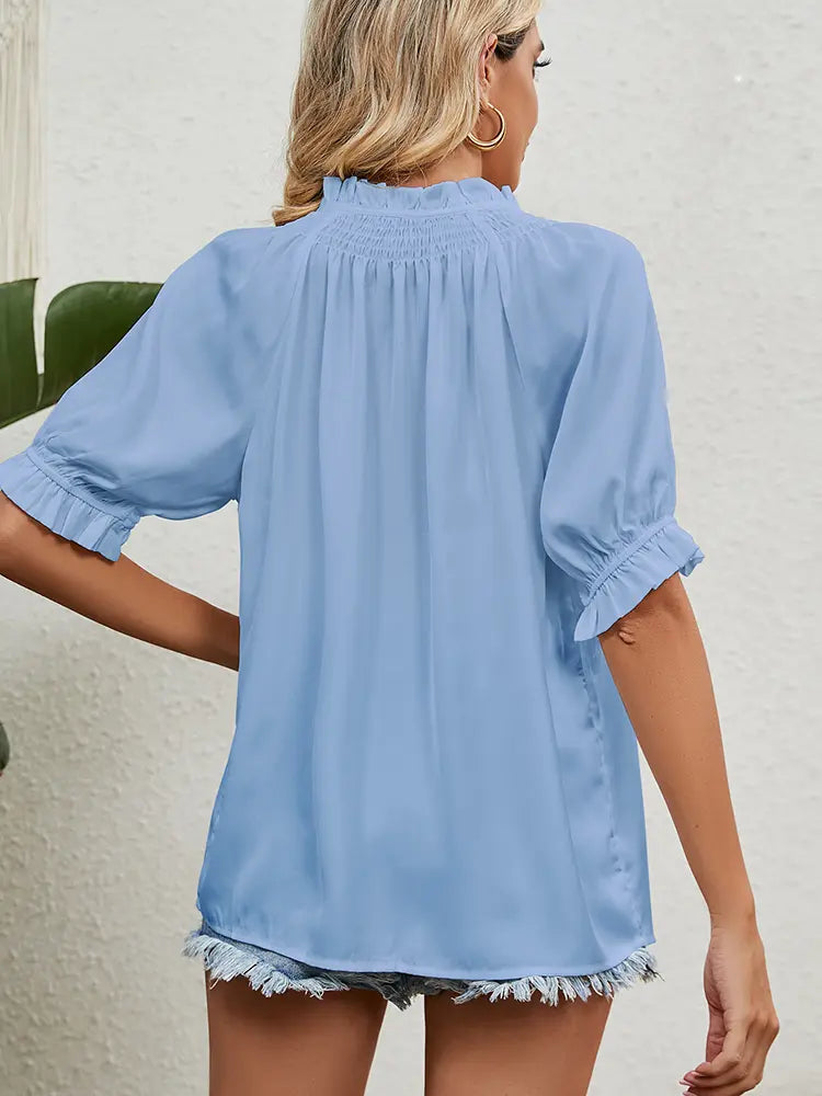 Princess Sleeve Drawstring Chiffon Top