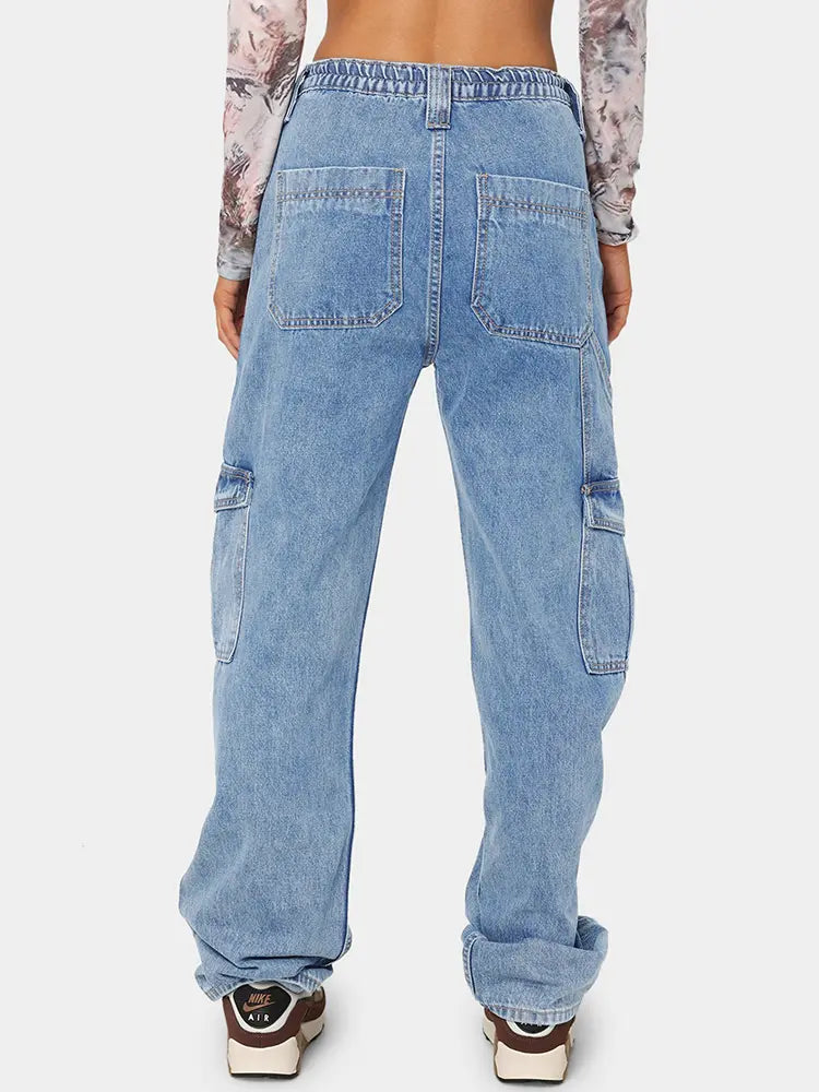 Versatile Elastic Denim Work Pants