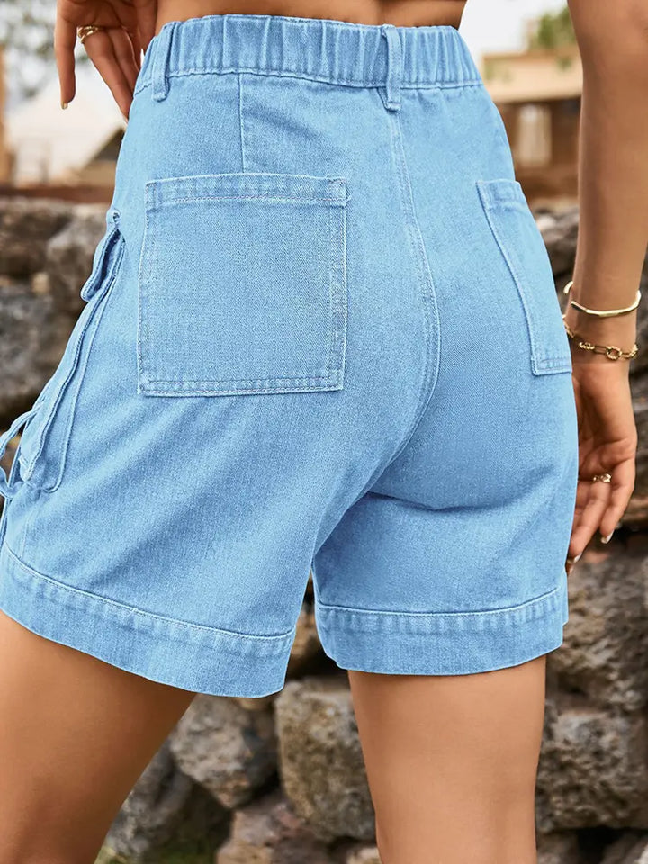 American-Style Cargo Denim Shorts