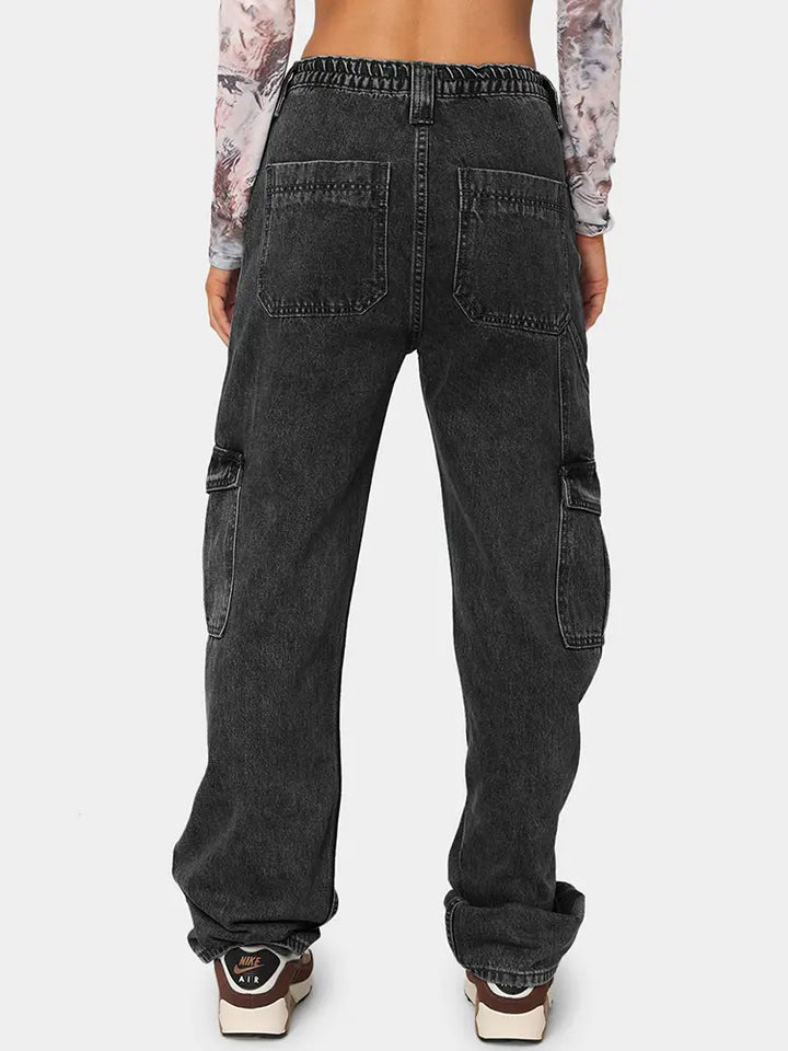 Versatile Elastic Denim Work Pants