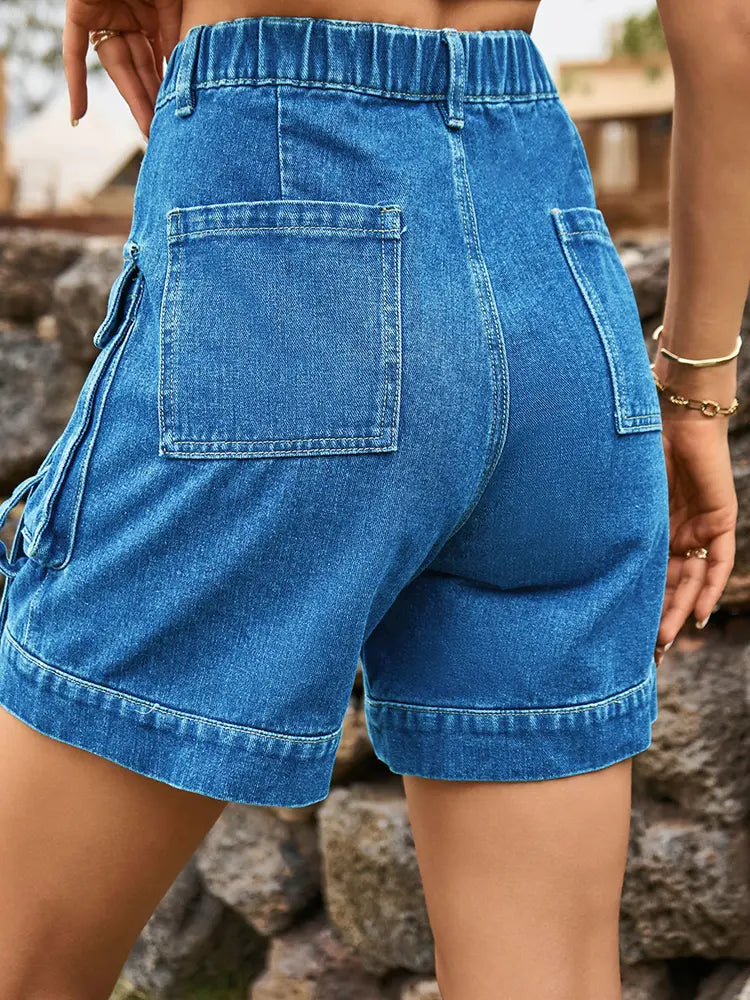 American-Style Cargo Denim Shorts