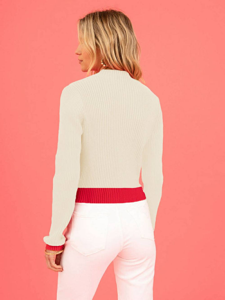 Valentine's Day Heart Pattern Turtleneck Knit Sweater