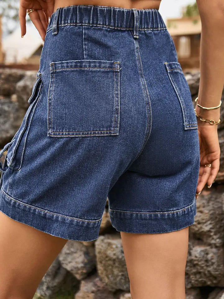 American-Style Cargo Denim Shorts