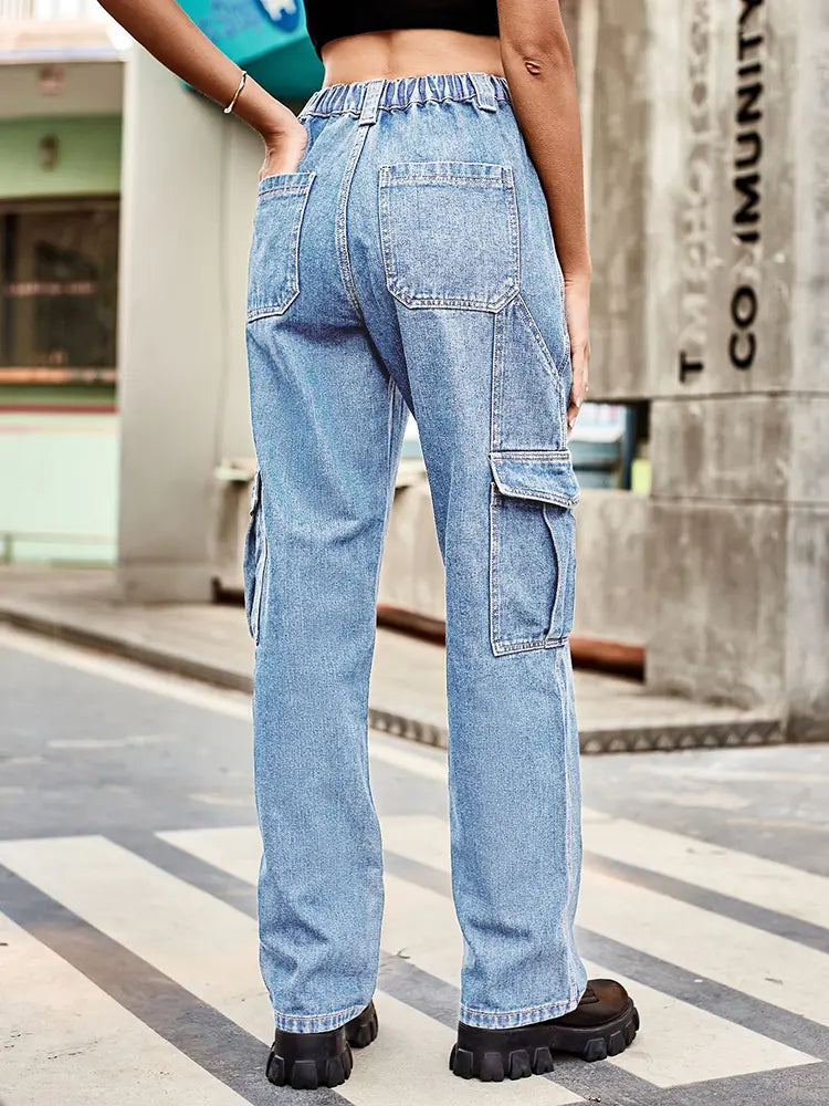 Loose-Fit Denim Side Pocket Trousers