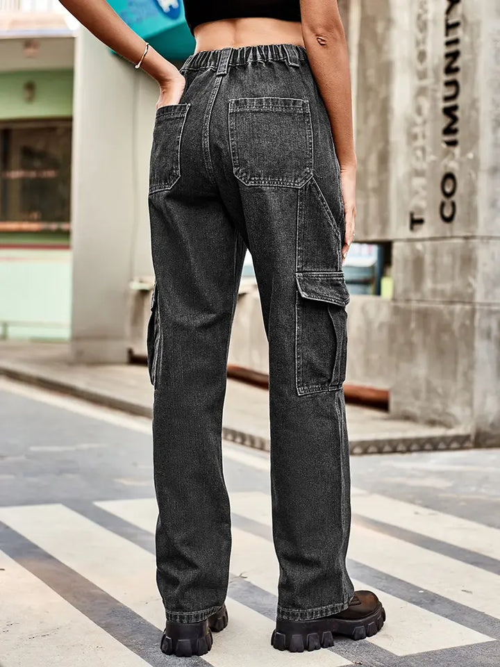 Loose-Fit Denim Side Pocket Trousers