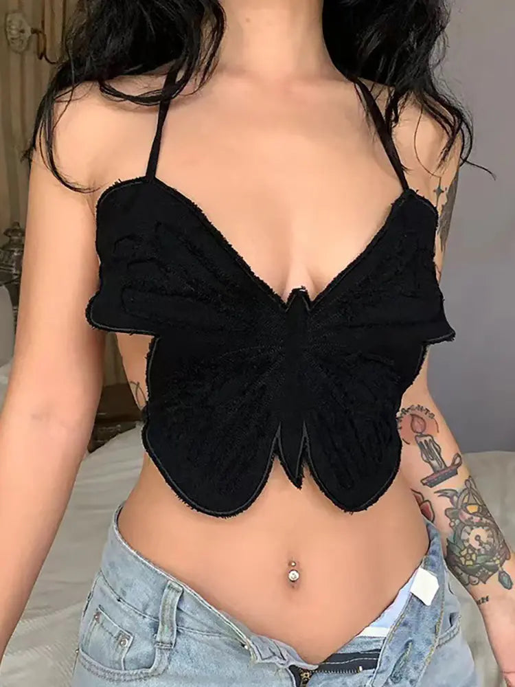 Butterfly Halter Crop Top