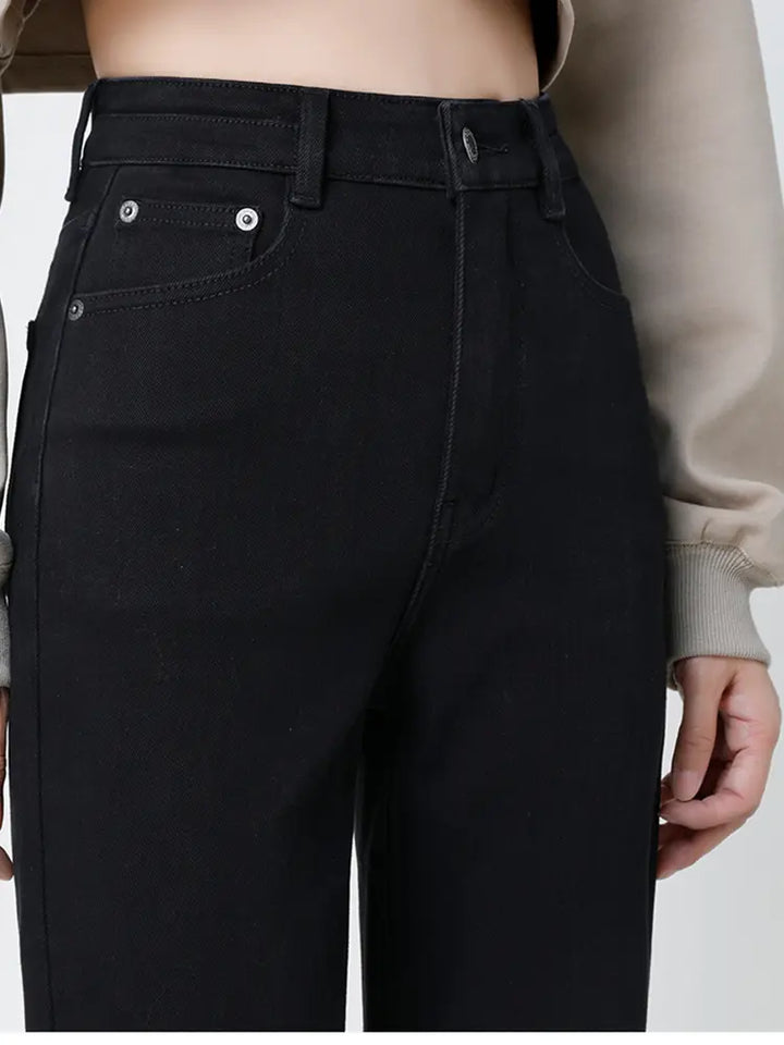 Black High-Waist Cigarette Jeans