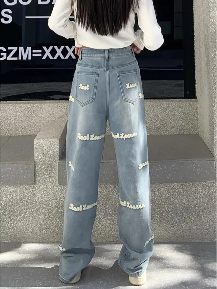 Embroidered High-Waist Jeans