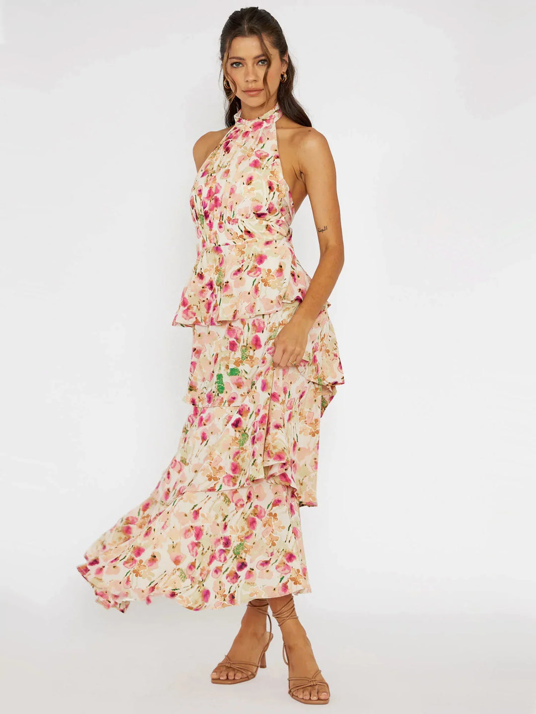 Halterneck Maxi Dress - Provence Bloom