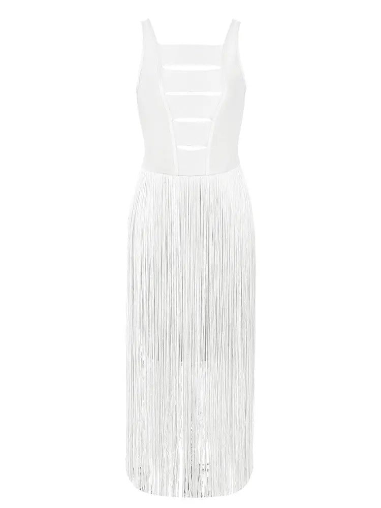 Vintage Sexy Strapless Fringe Bandage Dress