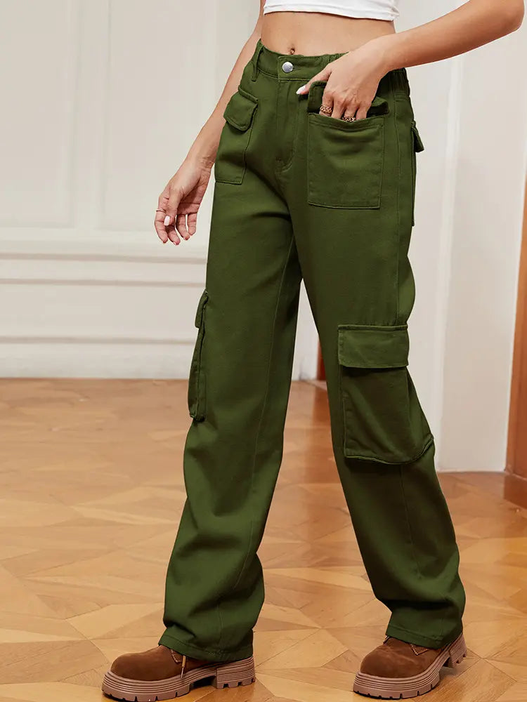 Retro Utility Denim Cargo Pants