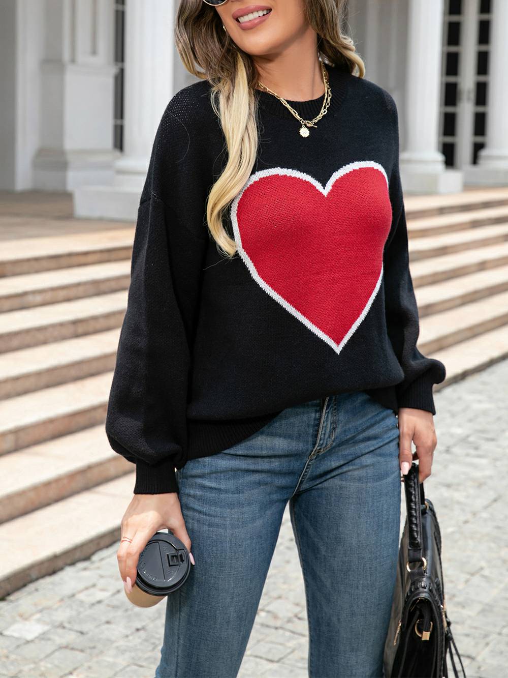 Sweetheart Knit Pullover Sweater