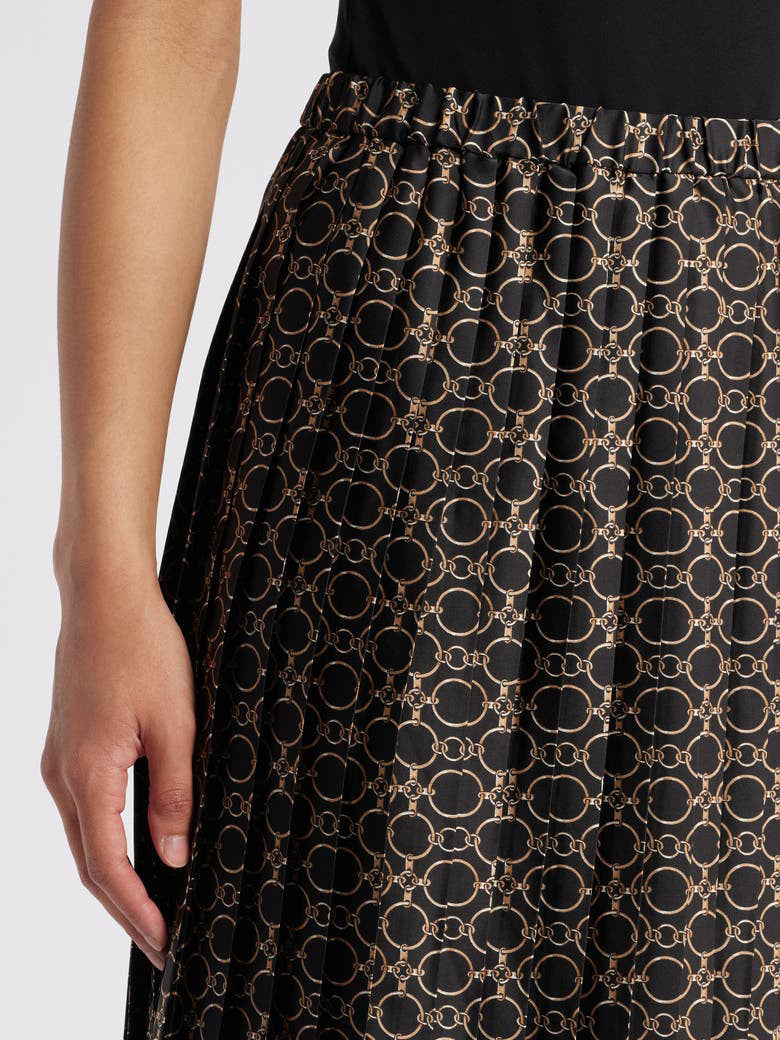 Chain Print Pleated Midi Skirt