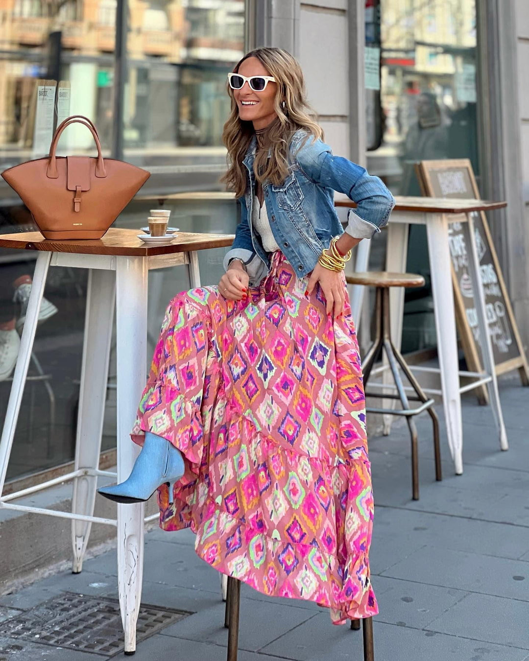 Fantasy Peony Floral Boho Maxi Skirt