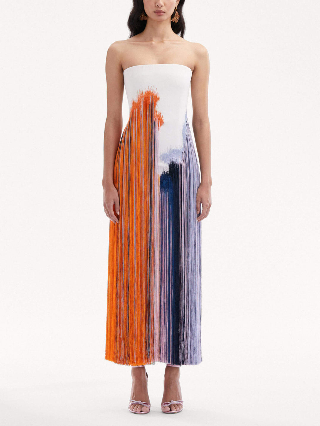 Abstract Brushstroke Fringe Cocktail Dress