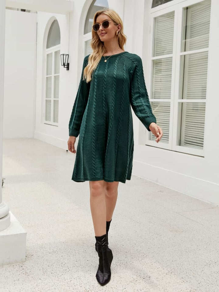 Stylish Solid Color A-Line Knit Dress