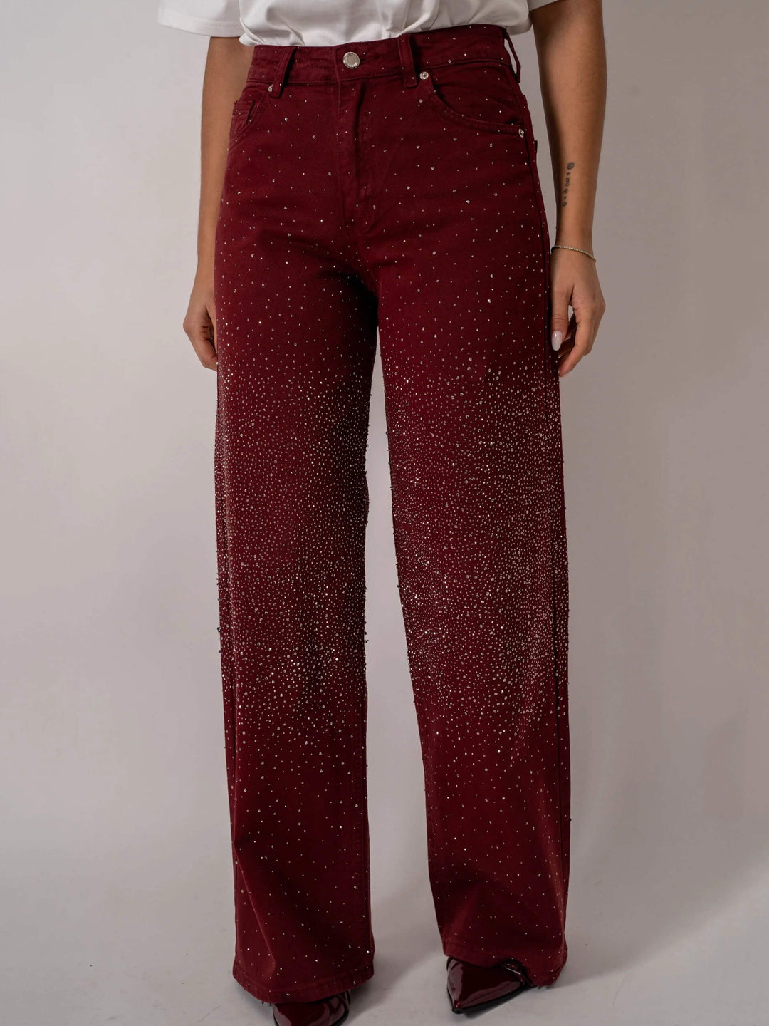 Burgundy Shine Denim Jeans