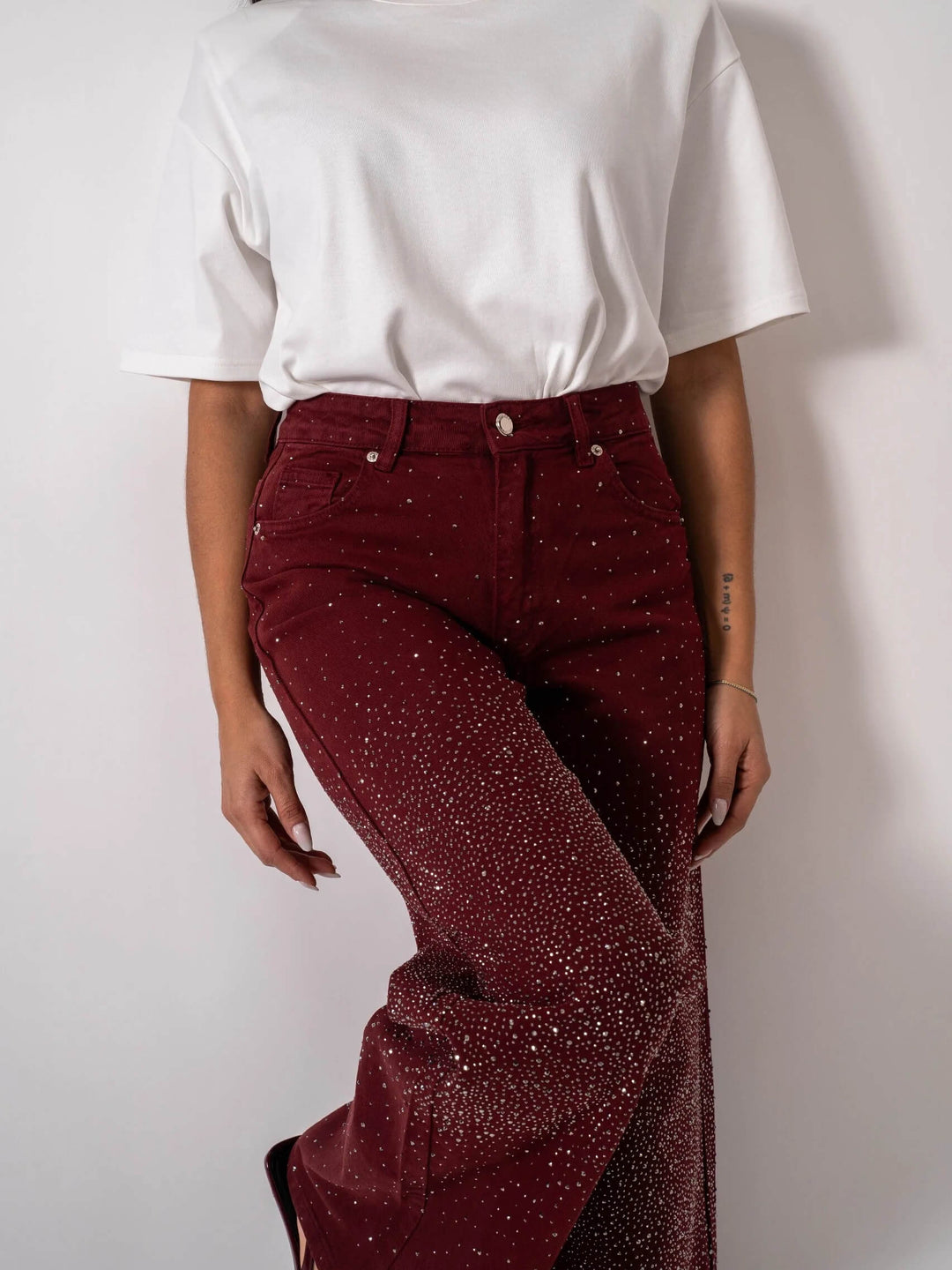 Burgundy Shine Denim Jeans