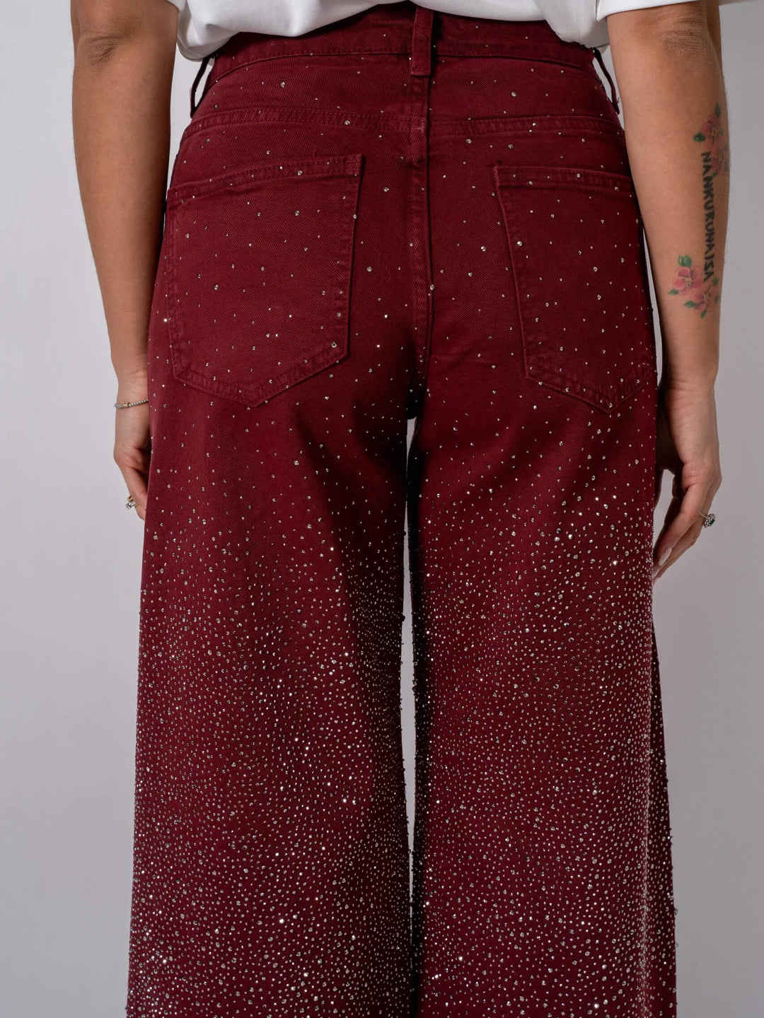 Burgundy Shine Denim Jeans