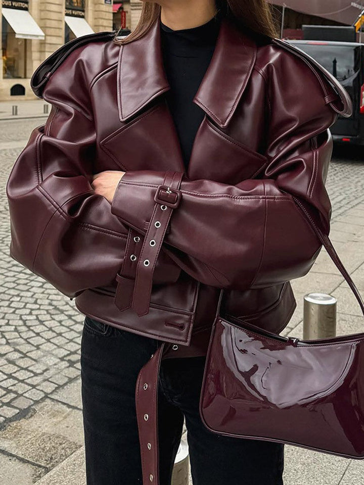 Cropped Moto Leather Jacket