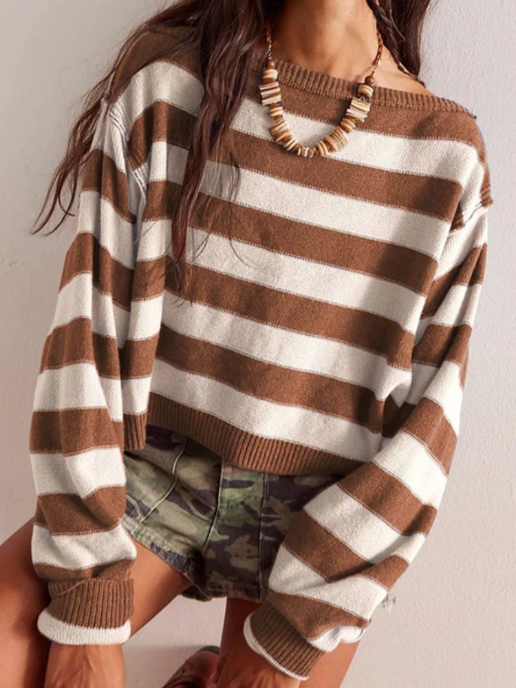 Striped Cropped Knit Top