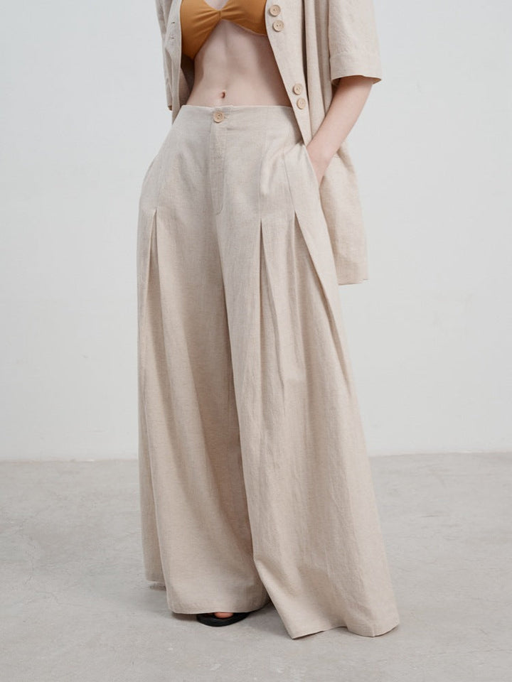 Casual Straight-Leg Wide-Leg Pants