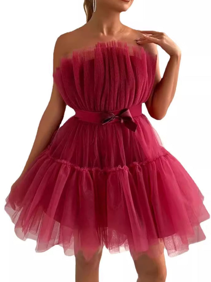 Mesh Bow Tulle Dress