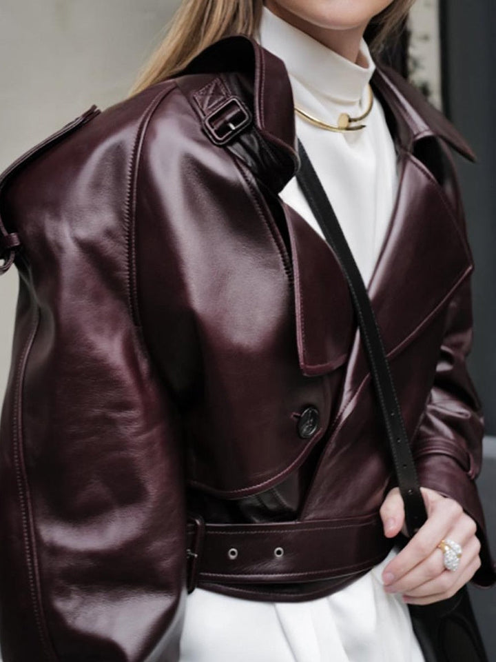 Cropped Moto Leather Jacket