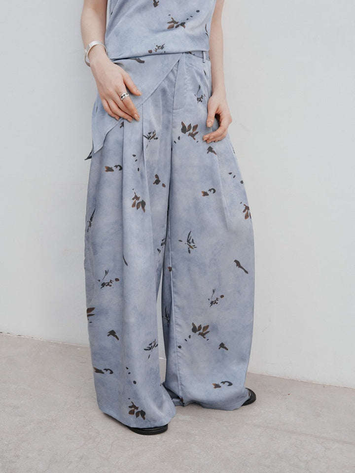 Wide-Leg Printed Casual Pants