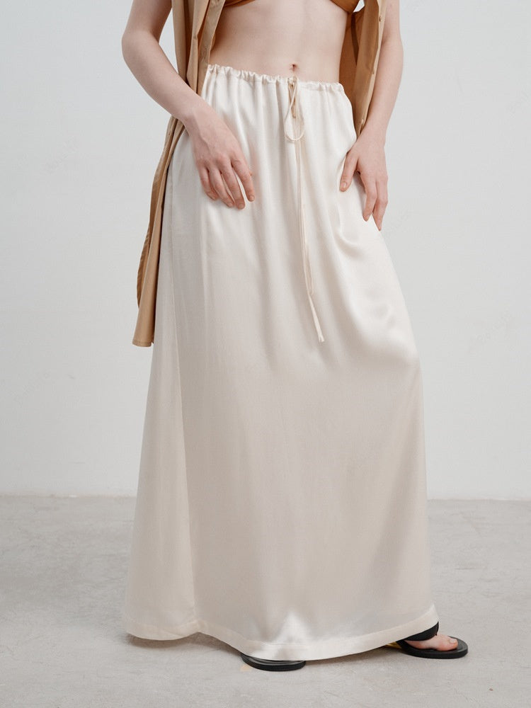 French Satin High-Waist  Skirt