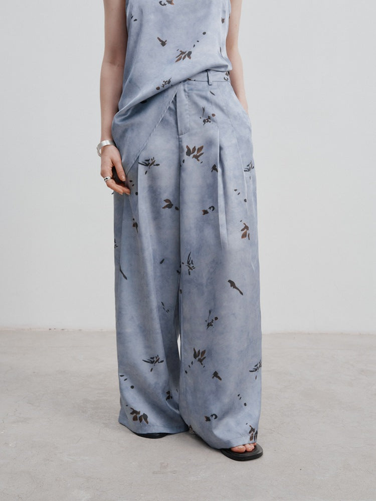 Wide-Leg Printed Casual Pants