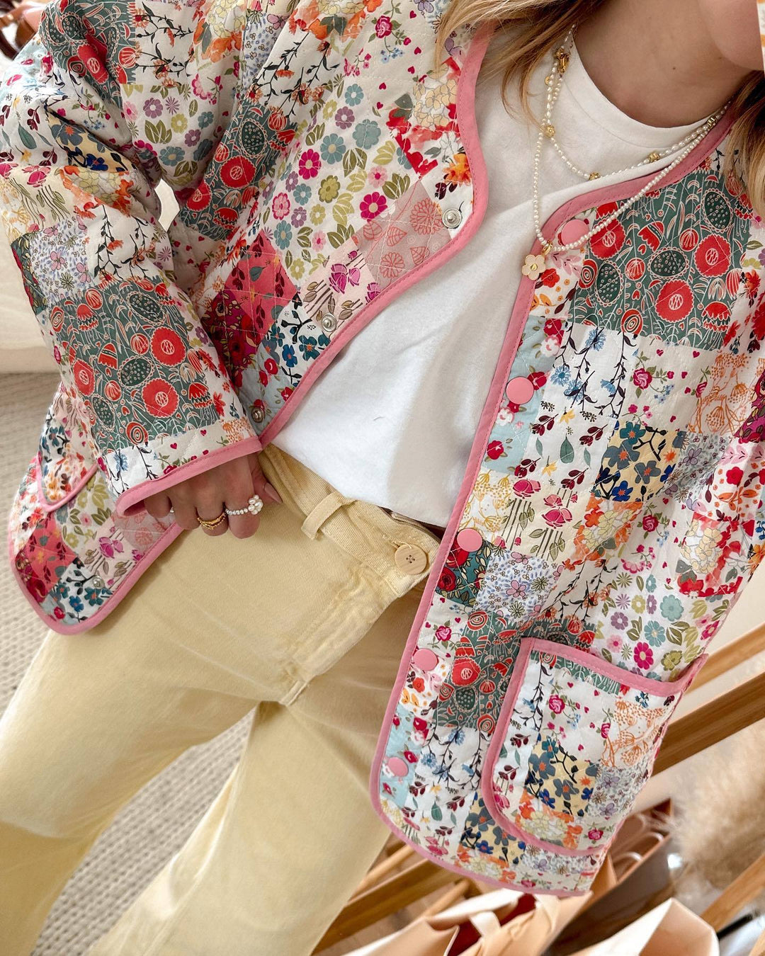 Patchwork Pattern Printed Jacket