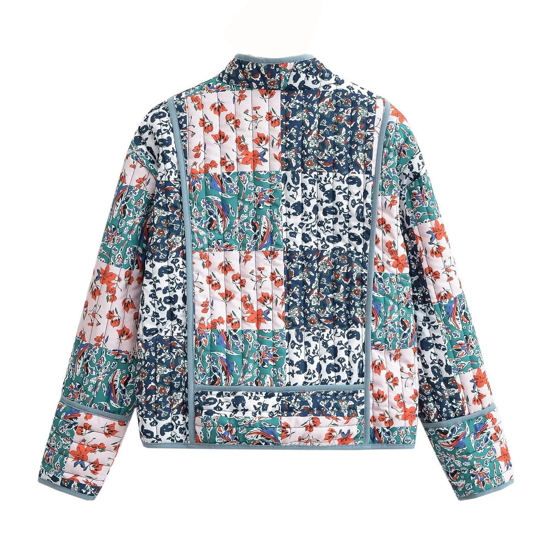 Floral Patchwork Print Drop Shoulder Jacket