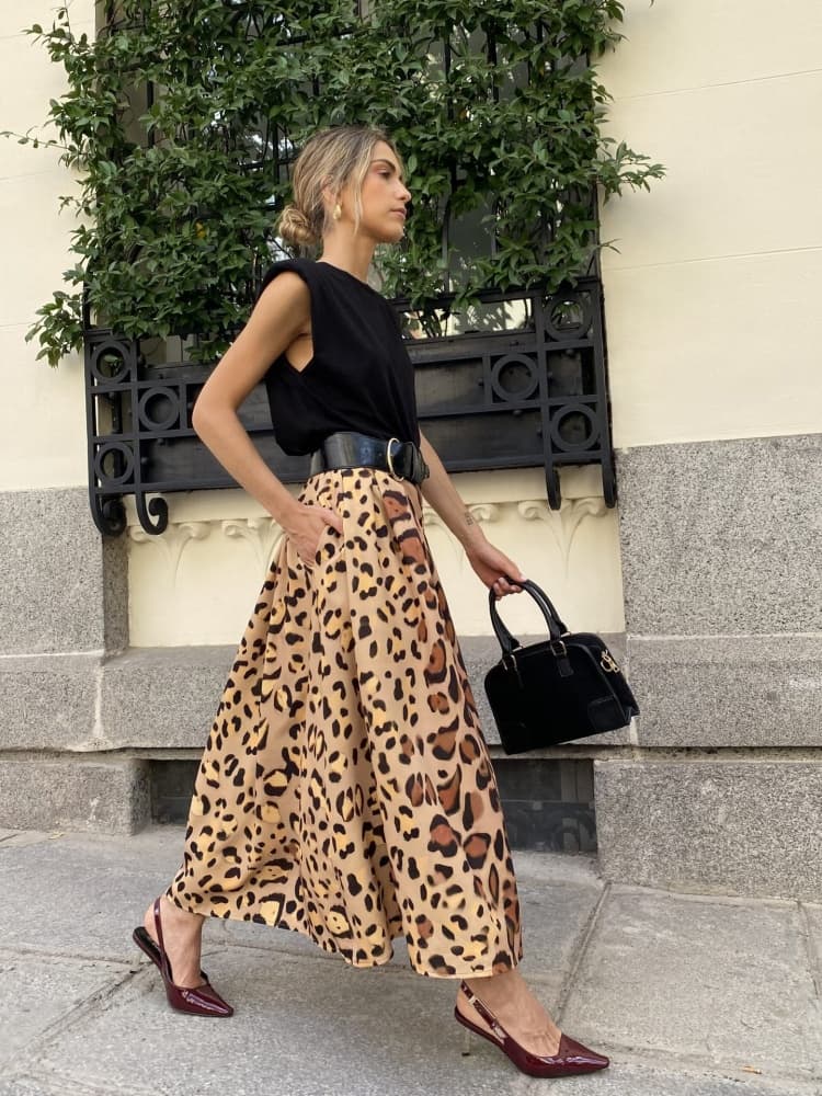 Leopard Print Midi Skirt