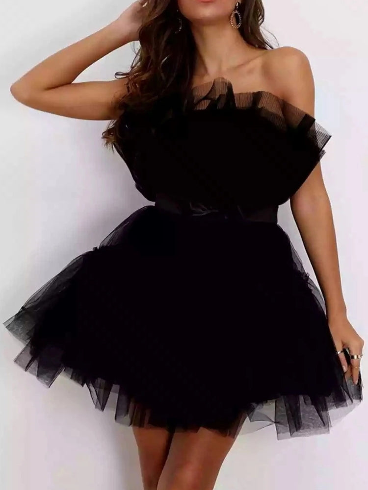 Mesh Bow Tulle Dress