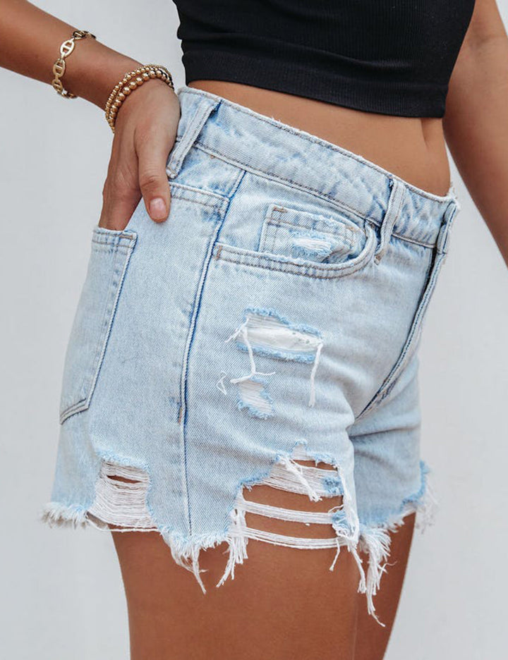 Rebecca High Rise Distressed Shorts