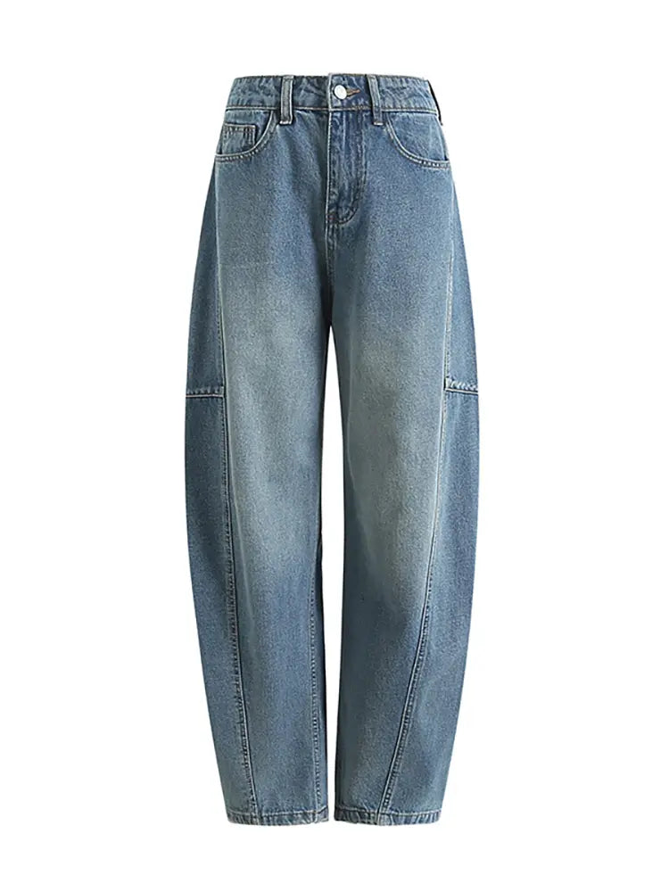 Trendy Loose Arc-Cut Denim Pants