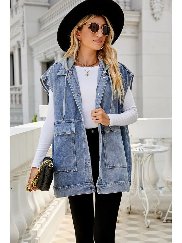 Trendy Sleeveless Denim Vest