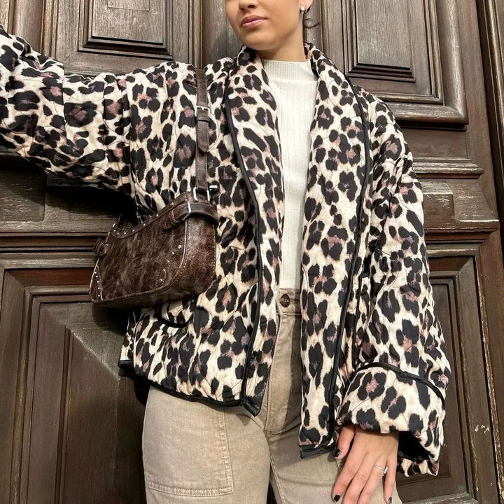 Leopard Print Quilted Jacket