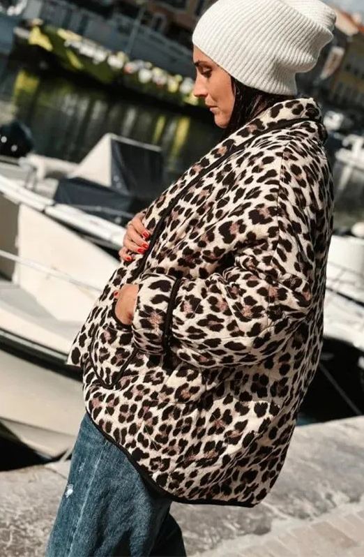 Leopard Print Quilted Jacket