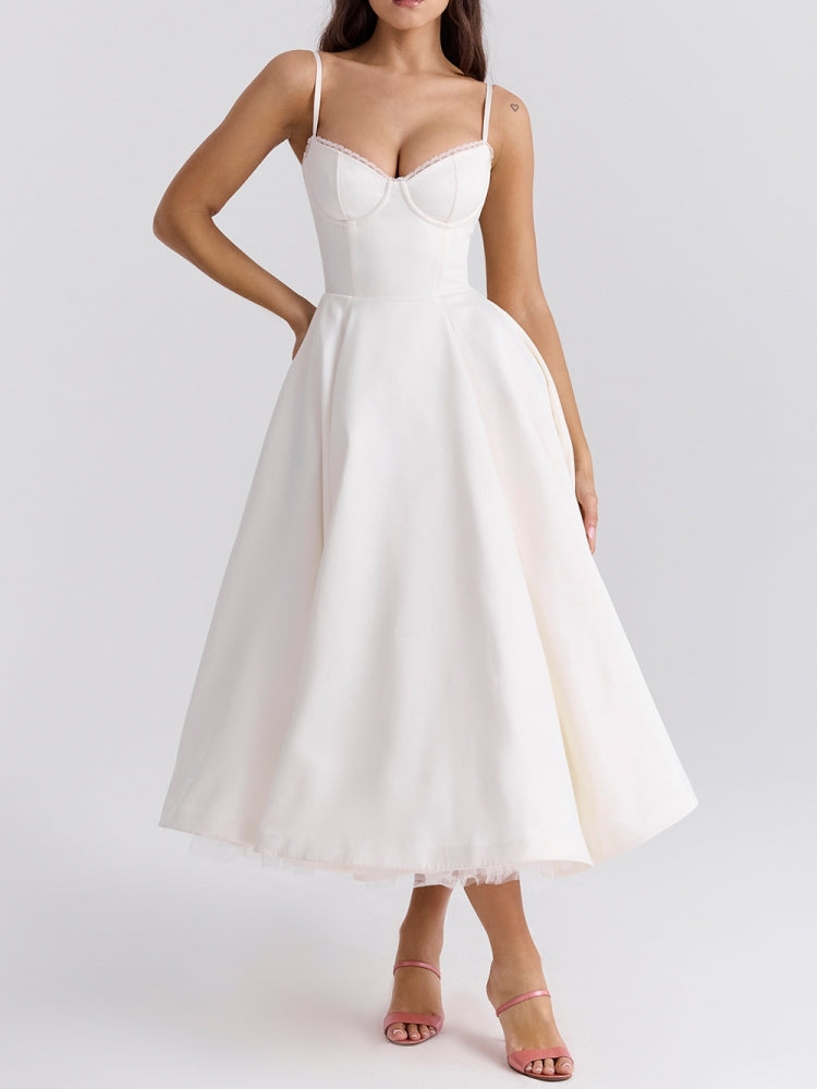 White Tulle Midi Dress