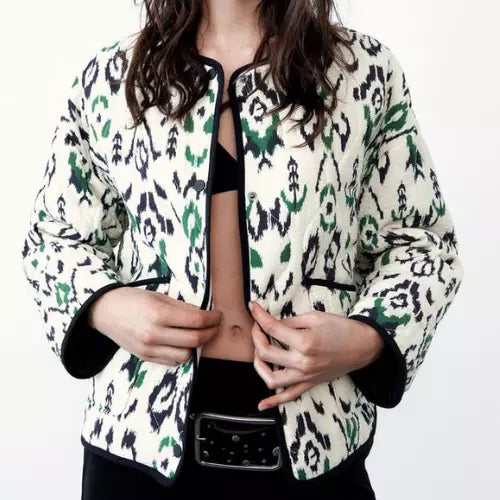 Geometric Print Quilted Thin Jacket